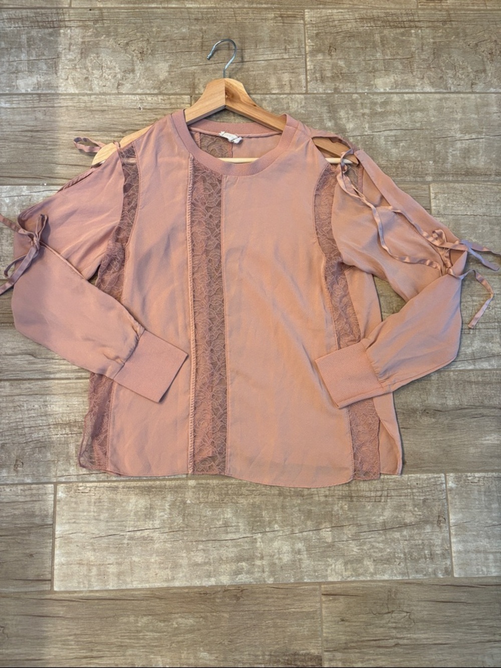 Mara Hoffman Womens Dusty Rose Lace-Trim Cold Shoulder Top